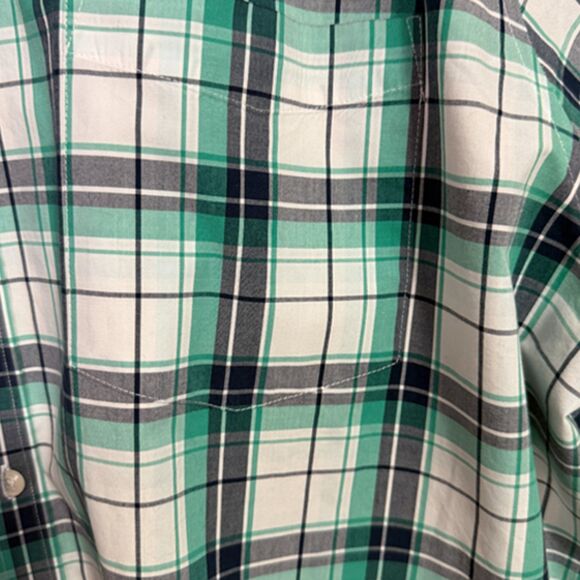 Croft & Barrow Aqua & Gray Plaid Short Sleeve Shirt Size XXL - Picture 7 of 11